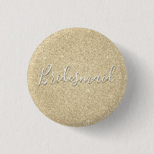 Luxe Gouden Glitter & Sparkle Bruidsmeisje Ronde Button 3,2 Cm
