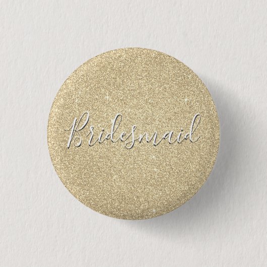 Luxe Gouden Glitter & Sparkle Bruidsmeisje Ronde Button 3,2 Cm (Voorkant)