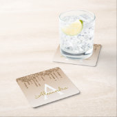 Luxe Gouden Glitter & Sparkle Monogram Verjaardag Kartonnen Onderzetters (Insitu)