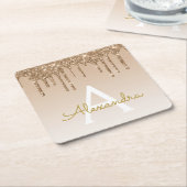 Luxe Gouden Glitter & Sparkle Monogram Verjaardag Kartonnen Onderzetters (Schuin)