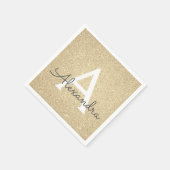 Luxe Gouden Glitter & Sparkle Monogram Verjaardag Servet (Hoek)