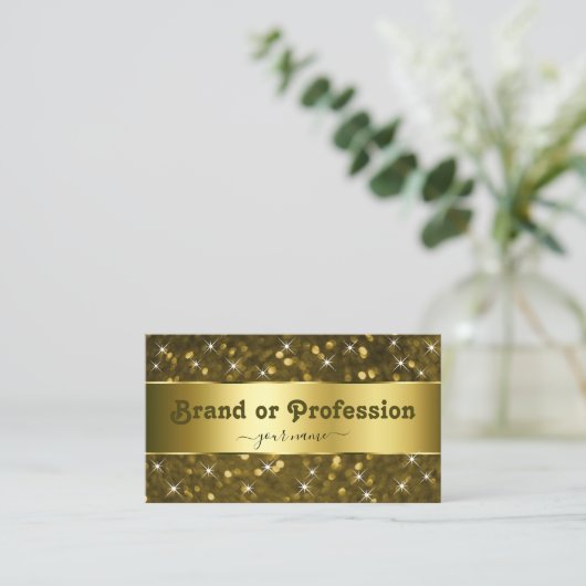 Luxe Gouden Glitter Sparkle Stars Classy en Noble Visitekaartje (Staand voorkant)