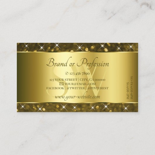 Luxe Gouden Glitter Sparkle Stars Initialen Classy Visitekaartje (Achterkant)