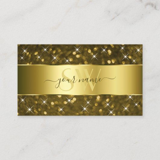 Luxe Gouden Glitter Sparkle Stars Initialen Classy Visitekaartje (Voorkant)