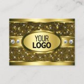 Luxe Gouden Glitter Sterren Diamanten en Logo Visitekaartje (Voorkant)