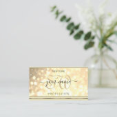 Luxe Gouden Glitter Sterren Initialen Beige Golden Visitekaartje (Staand voorkant)