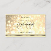 Luxe Gouden Glitter Sterren Initialen Beige Golden Visitekaartje (Voorkant)