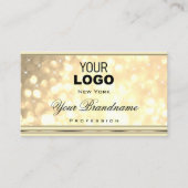 Luxe Gouden Glitter Sterren Logo Beige en Golden Visitekaartje (Voorkant)