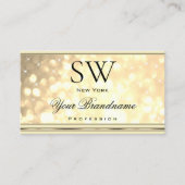 Luxe Gouden Glitter Sterren Monogram Beige Golden Visitekaartje (Voorkant)