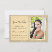 Luxe Gouden Glitter Sweet 16 Save the Date Kaart (Voorkant)