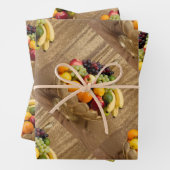 Luxe Gouden Glitter Verse Fruit Mand Gift Wrap Set Inpakpapier Vel (In situ)