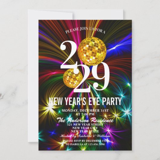 Luxe Gouden Glitter Vuurwerk Oud en Nieuw-feest Kaart (Voorkant)