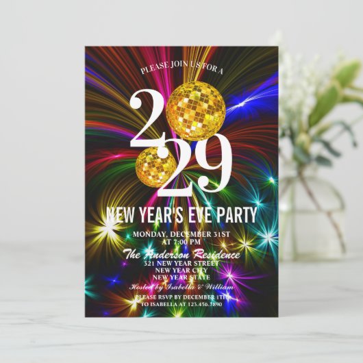 Luxe Gouden Glitter Vuurwerk Oud en Nieuw-feest Kaart (Staand voorkant)