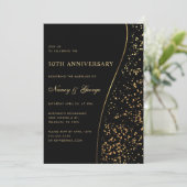 Luxe Gouden Glitter Zwart 50e Huwelijk Jubileum Kaart (Staand voorkant)
