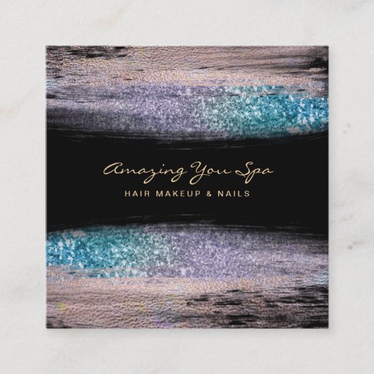 *~* Luxe gouden gloed regenbooglitter opwindend Vierkante Visitekaartje (Voorkant)