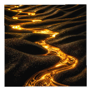 Luxe Gouden Golven Abstracte Kunstprint Moderne Foto Afdruk