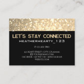 Luxe Gouden Gouden Zwart Glitter Logo Sjabloon Visitekaartje (Achterkant)
