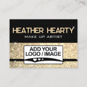 Luxe Gouden Gouden Zwart Glitter Logo Sjabloon Visitekaartje (Voorkant)