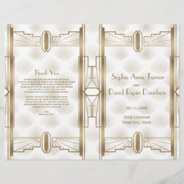 Luxe Gouden Great Gatsby Art Deco Trouwprogramma