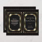 Luxe Gouden Great Gatsby Art Deco Trouwprogramma (Voorkant / Achterkant)