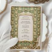 Luxe gouden & groene Art Nouveau bruiloft Kaart