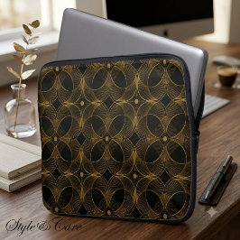 Luxe Gouden Guilloché Naadloos Patroon Laptop Sleeve