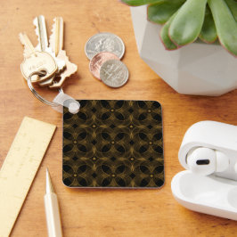 Luxe gouden guilloché naadloos patroon sleutelhanger