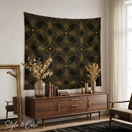 Luxe Gouden Guilloché Naadloos Patroon Wandtapijt Wandkleed