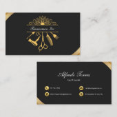 Luxe Gouden Haar Stylist Elegante Salon Branding Visitekaartje (Voorkant / Achterkant)