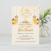 Luxe Gouden Halve Maan Ramadan Iftar Uitnodiging (Staand voorkant)