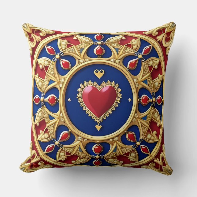 Luxe Gouden Hart Frame Kussen (Voorkant)