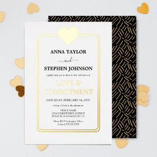 Luxe Gouden Hart Liefde & Verbintenis Ceremonie Folie Uitnodiging