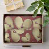 Luxe Gouden Hart met Rode Pareltjes op Deep Red Tissuepapier (Geschenk)