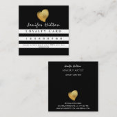 Luxe gouden hart zwart witte strepen loyaliteitska klantenkaartje (Voorkant / Achterkant)
