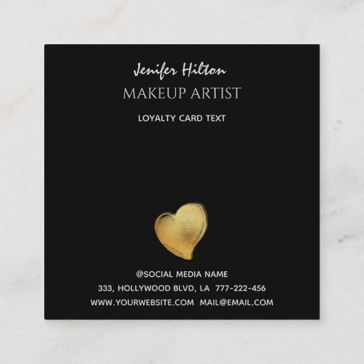 Luxe gouden hart zwart witte strepen loyaliteitska klantenkaartje (Achterkant)