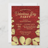 Luxe gouden harten met rode Pareltjes Valentijns's Kaart (Voorkant)