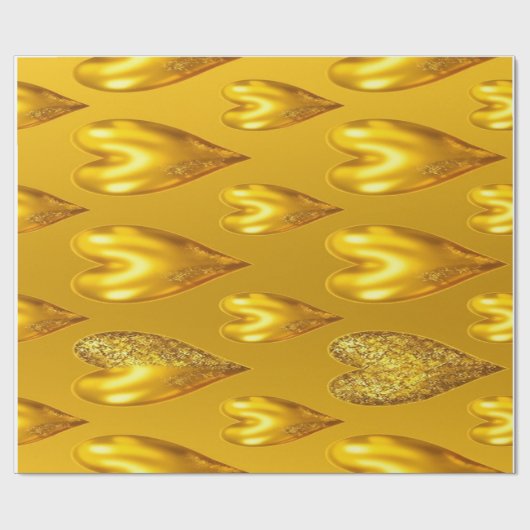 Luxe Gouden Harten Wrapping Paper Roll Cadeaupapier (Vlak)
