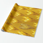Luxe Gouden Harten Wrapping Paper Roll Cadeaupapier (Uitgerold)