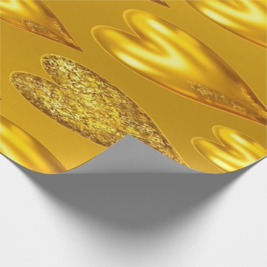 Luxe Gouden Harten Wrapping Paper Roll Cadeaupapier (Hoek)