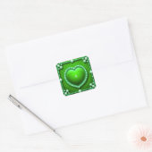 Luxe gouden hartframe versierd met parels vierkante sticker (Envelop)