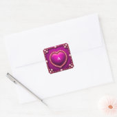 Luxe gouden hartframe versierd met parels vierkante sticker (Envelop)