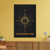Luxe Gouden Hemelse Zon Geometrie Muurkunst Canvas Afdruk (Insitu (Woonkamer))