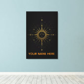 Luxe Gouden Hemelse Zon Geometrie Muurkunst Canvas Afdruk (Insitu (Houten vloer))