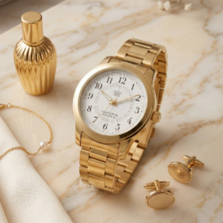 Luxe Gouden Horloge Klassieke Serif Typografie Kro