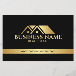 Luxe Gouden Huis Vastgoed QR Code Zwart Flyer
