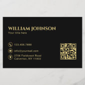 Luxe Gouden Huis Vastgoed QR Code Zwart Flyer (Achterkant)