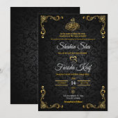 Luxe gouden huwelijksuitnodiging | Islamitisch huw Kaart (Voorkant / Achterkant)