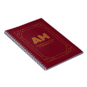 Luxe Gouden Initiaal Monogram Bourgondiërood Notitieboek (Rechterzijde)