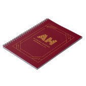 Luxe Gouden Initiaal Monogram Bourgondiërood Notitieboek (Linkerzijde)