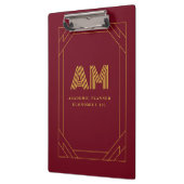 Luxe Gouden Initiaal Monogram Burgundyrood Klembord (Links)